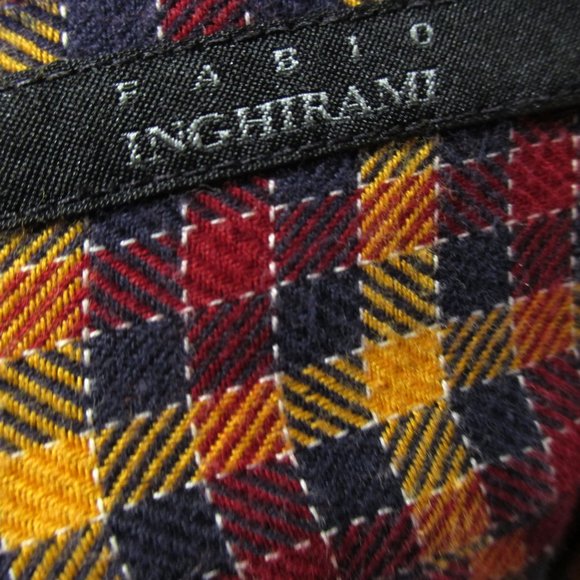 FABIO INGHIRAMI Men's Plaid Shirt Soft Fleece Italy Red Multicolor Size 16/41 - Picture 12 of 12